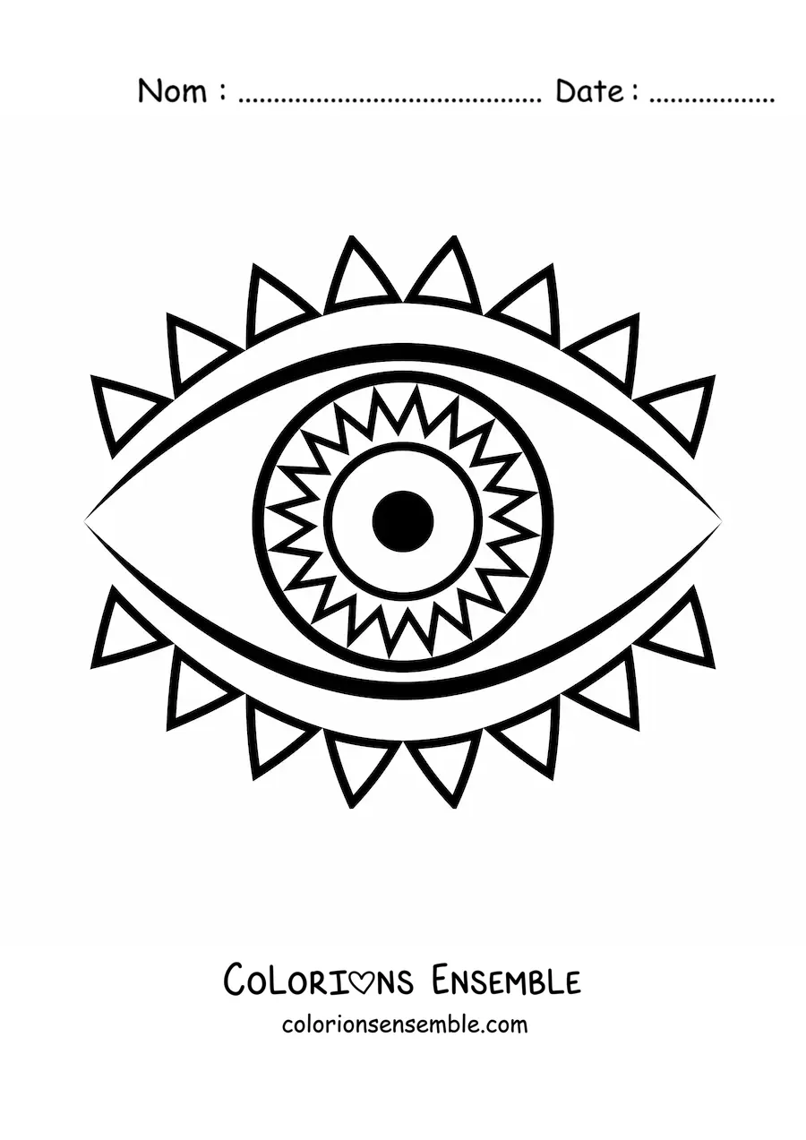 Image à colorier d'un œil avec des cils triangulaires