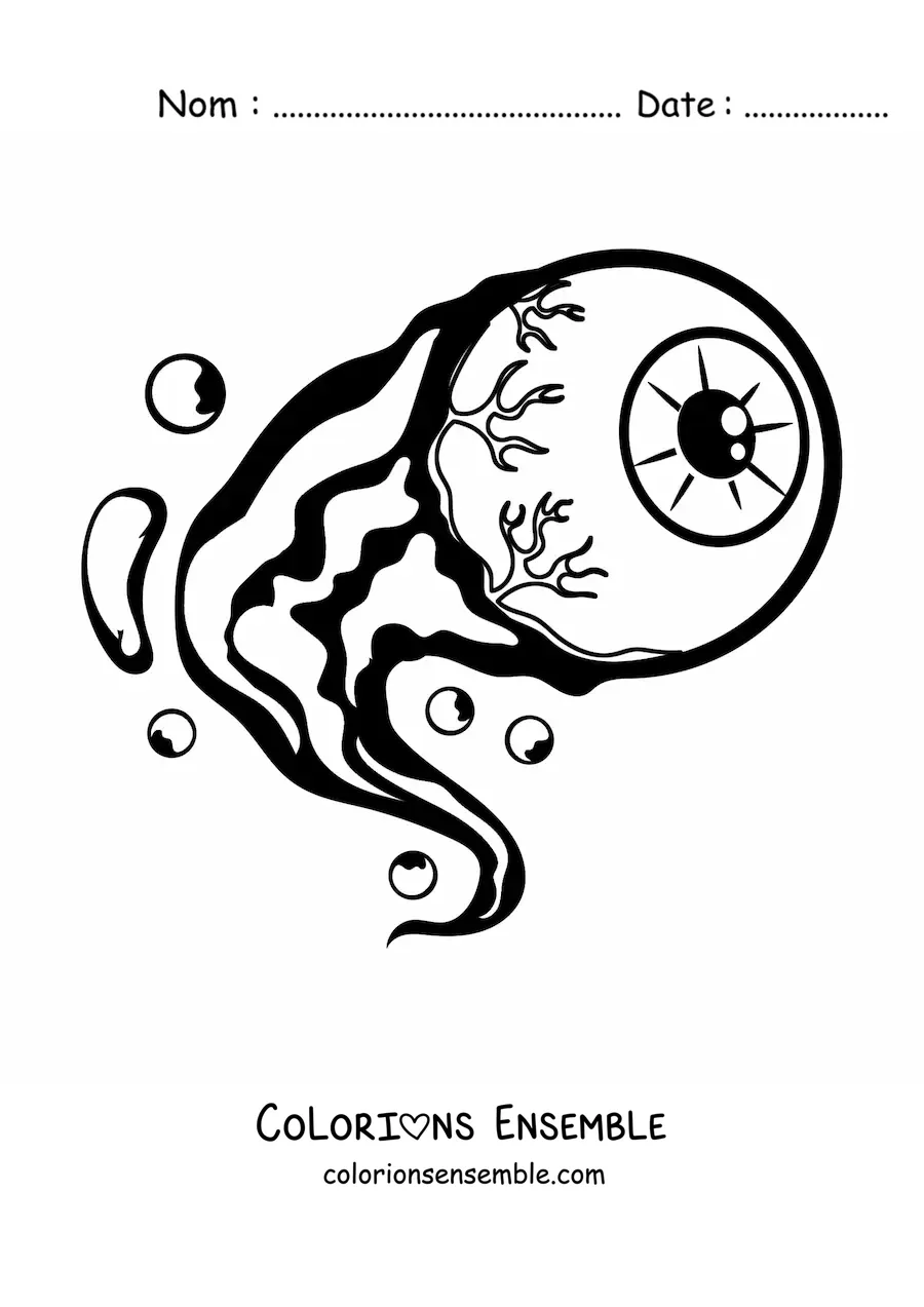 Image à colorier d'un globe oculaire de style dessin animé