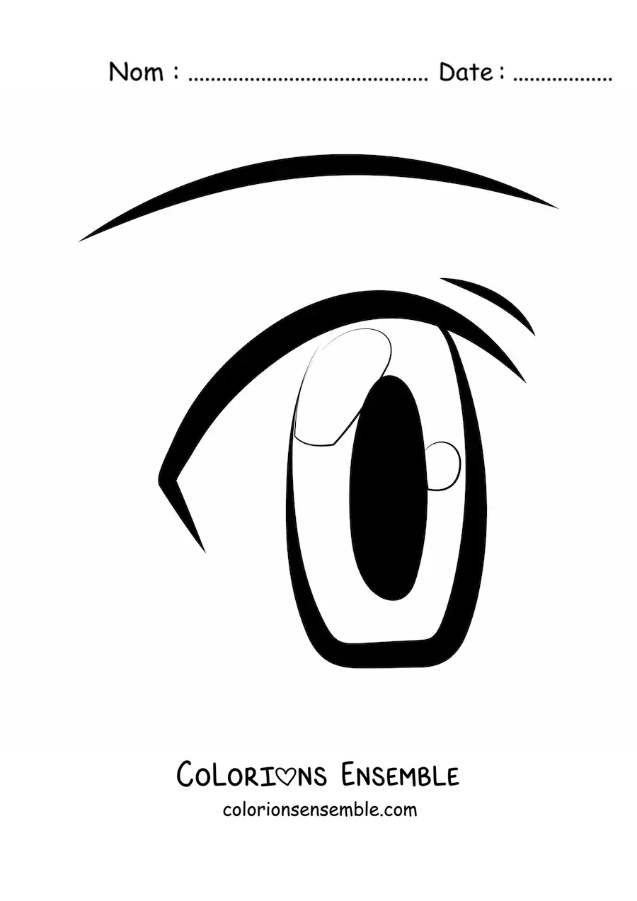 Image à colorier d'un œil dessiné dans le style manga