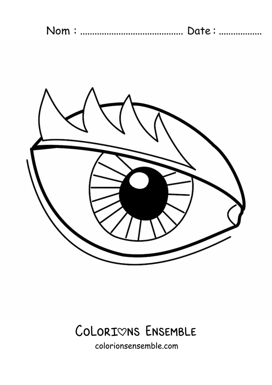 Image à colorier d'un œil de style dessin animé avec des cils