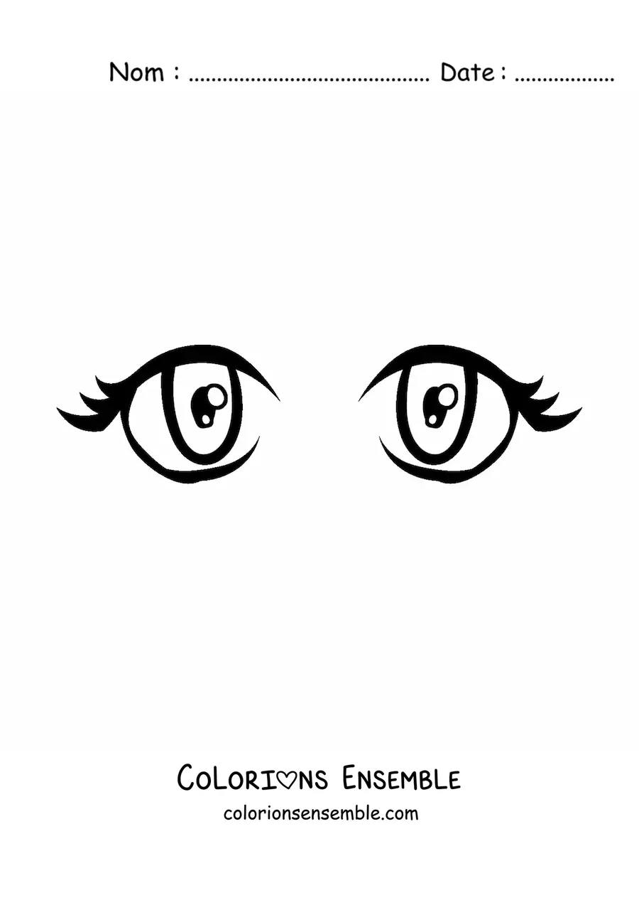 Image à colorier d'une paire d'yeux de femme dans le style manga