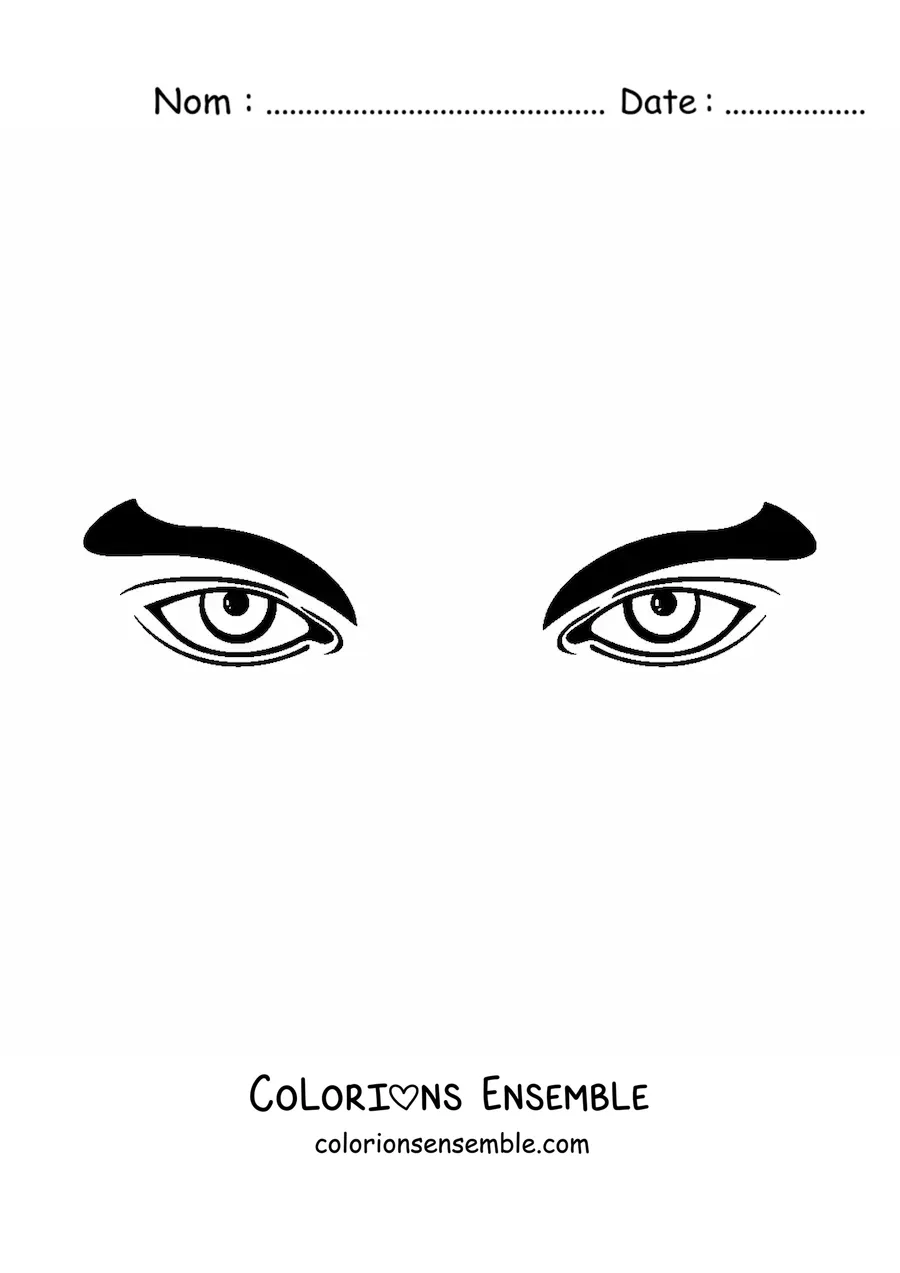 Image à colorier d'une paire d'yeux masculins
