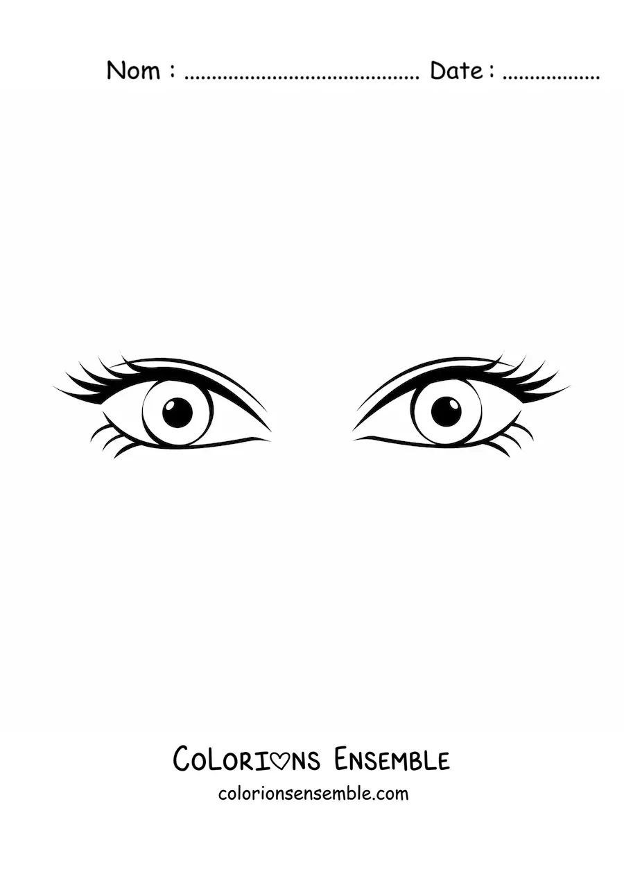 Image à colorier d'une paire de jolis yeux