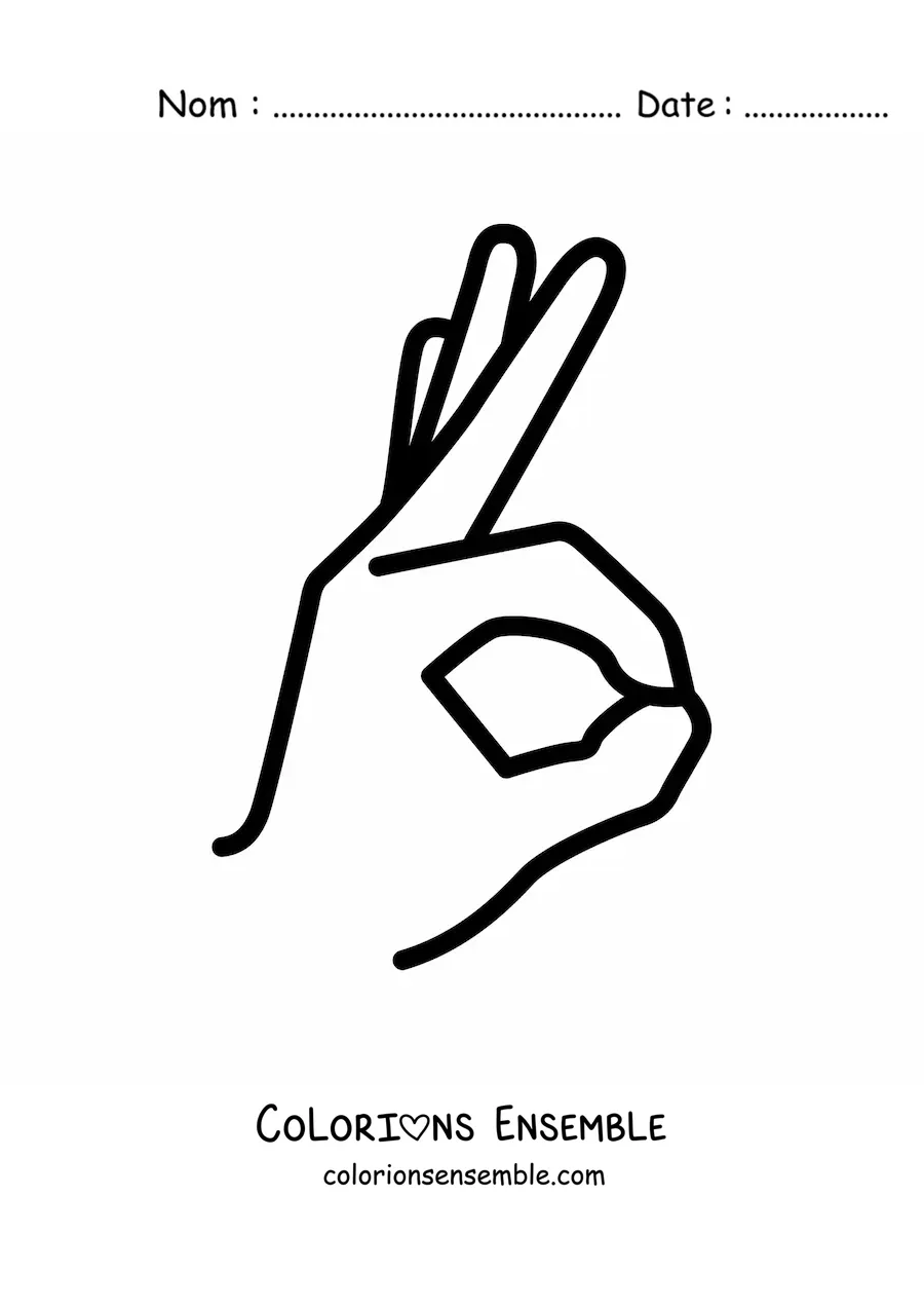 Coloriage d'une main faisant le signe OK