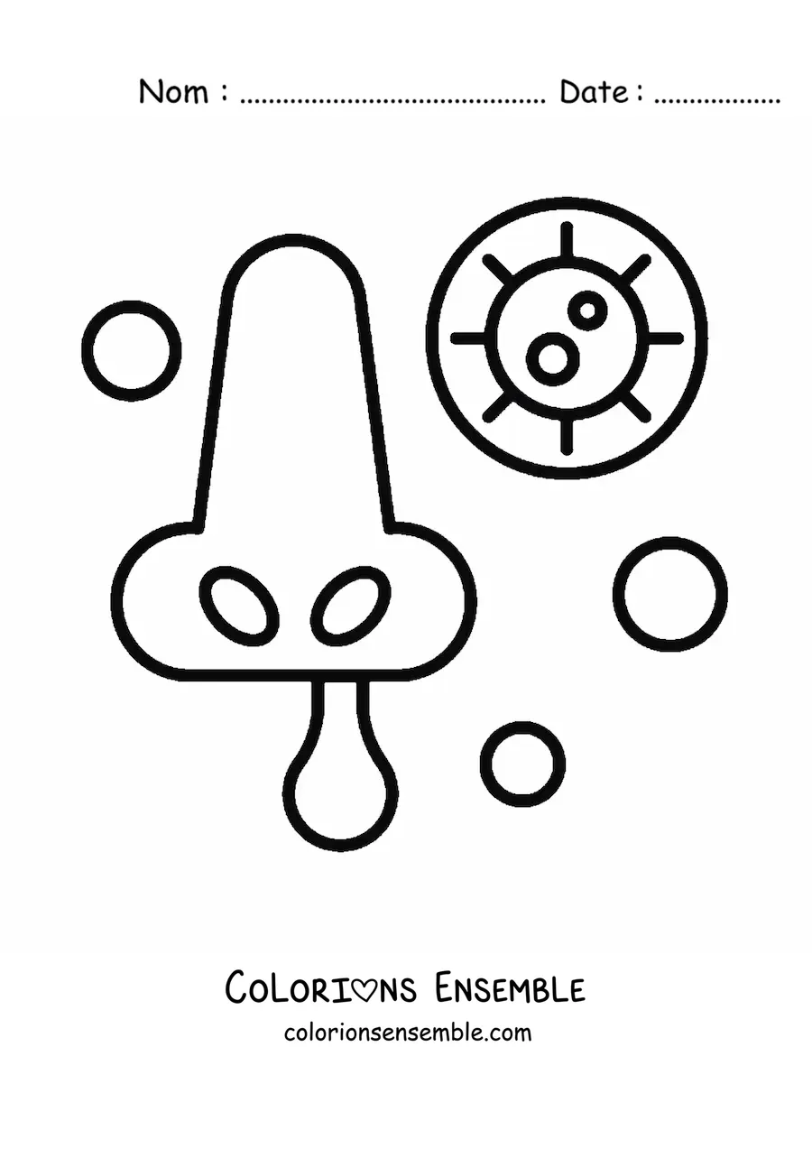 Coloriage d'un nez et d'un virus rigolo