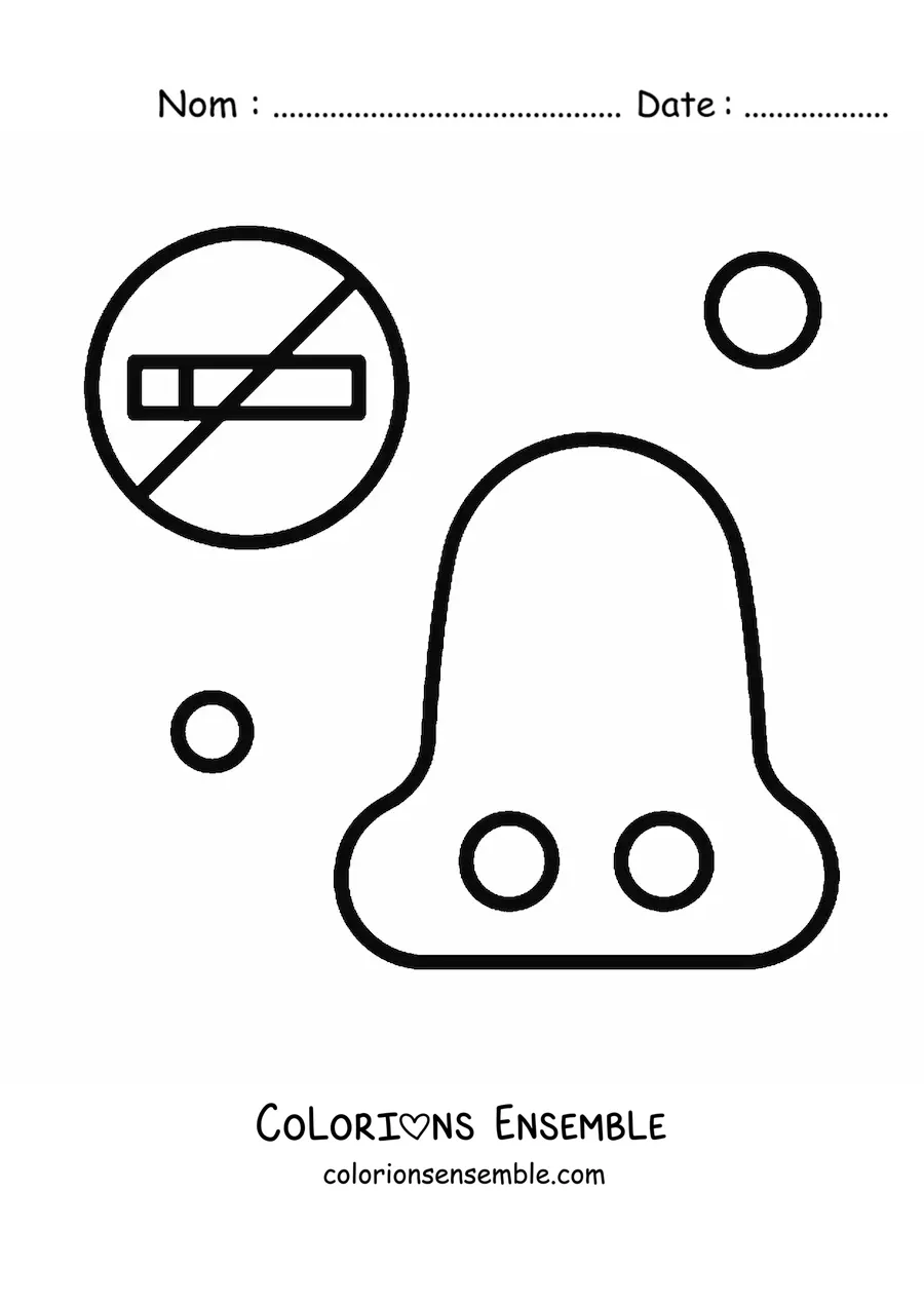 Coloriage d'un nez et d'un panneau d'interdiction de fumer