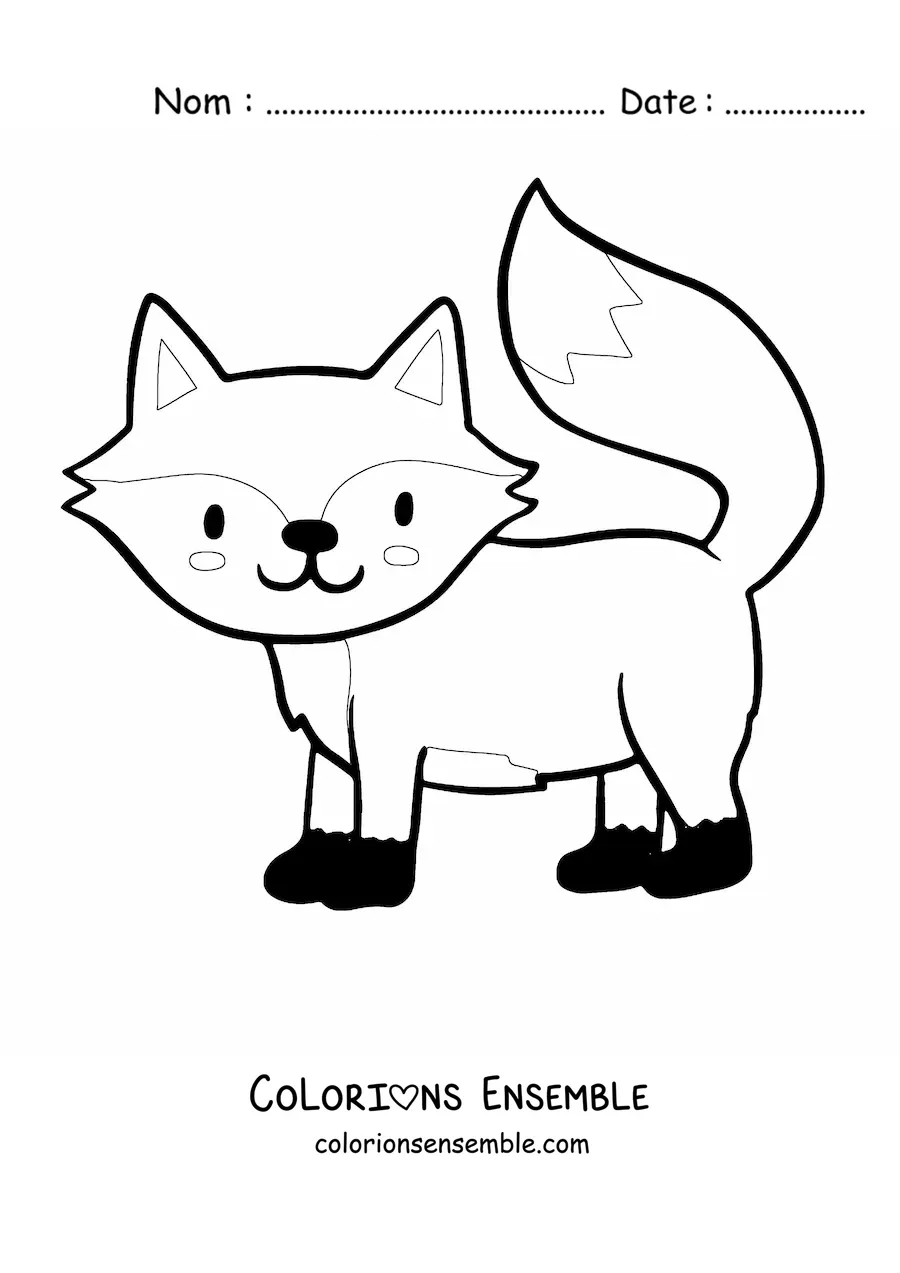 Coloriage d'un renard kawaii souriant