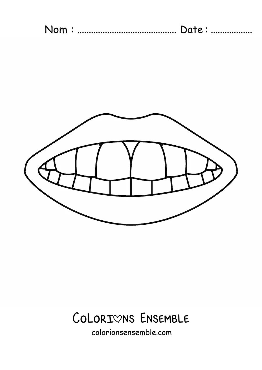 Coloriage d'une bouche montrant ses dents