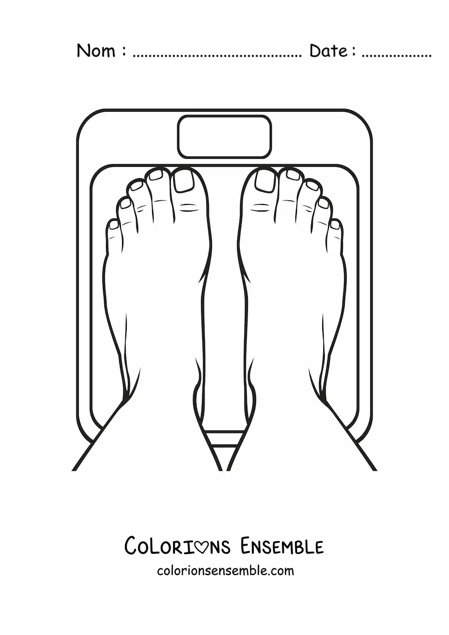 Coloriage de deux pieds posés sur une balance
