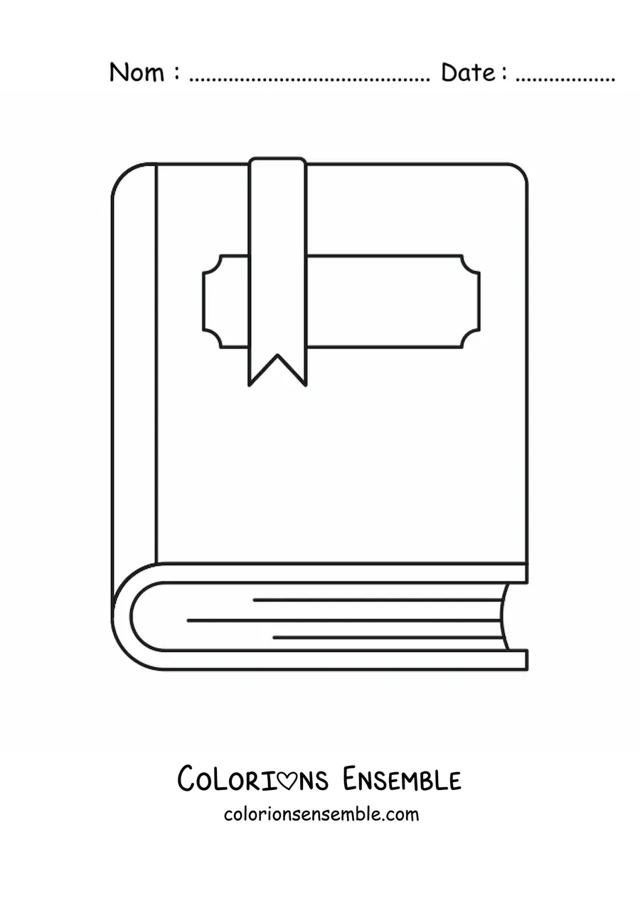 Coloriage d'un livre fermé avec un marque-page