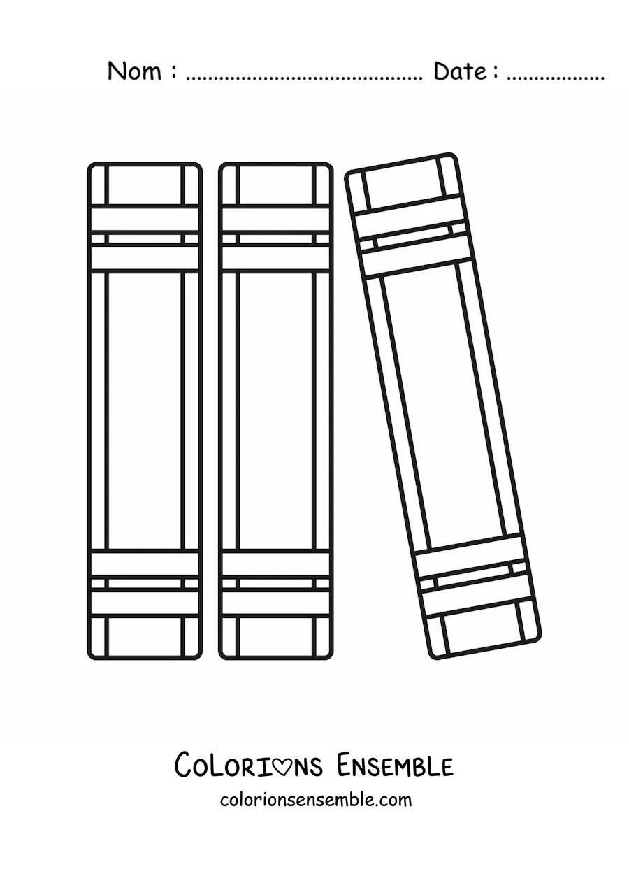 Coloriage de trois livres bien rangés