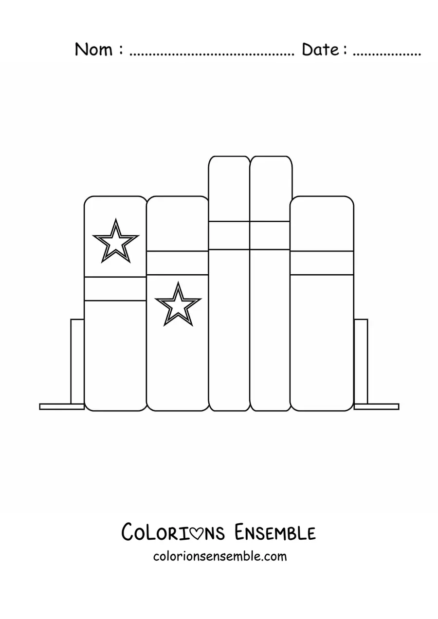 Coloriage de plusieurs livres sur une étagère