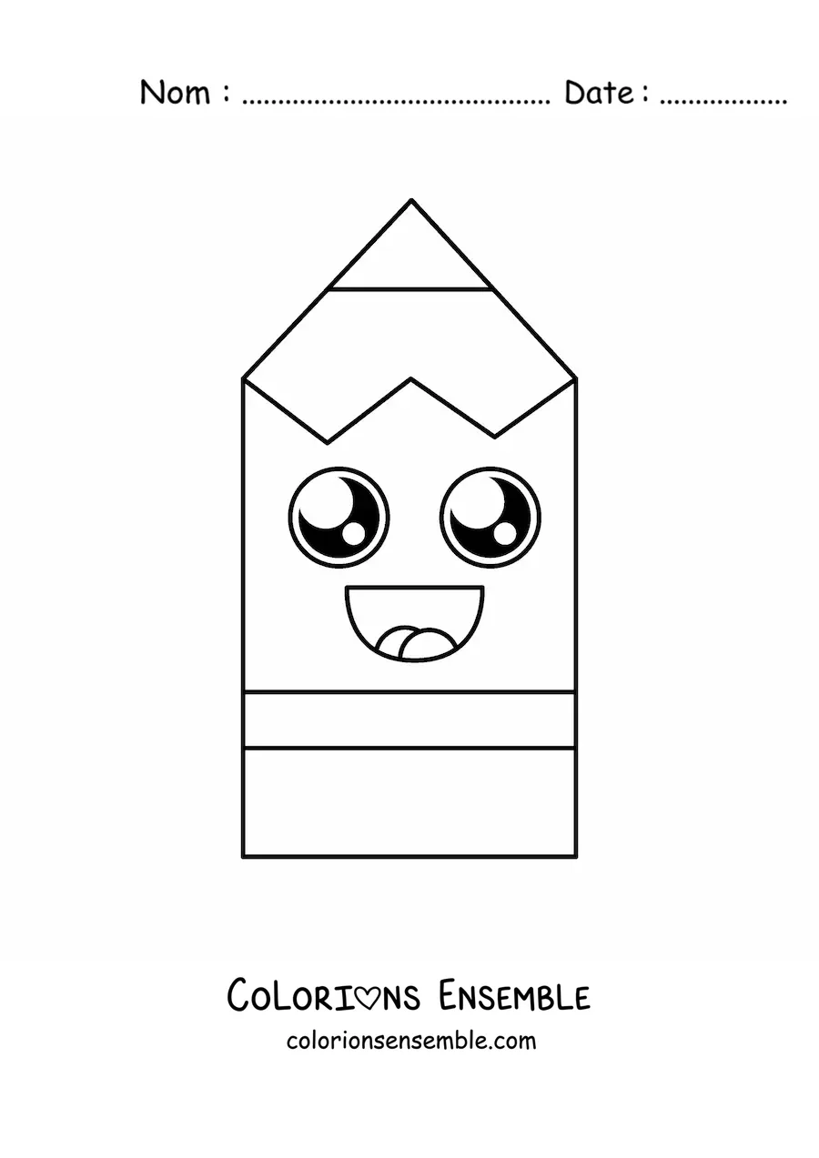 Coloriage d'un crayon kawaii souriant