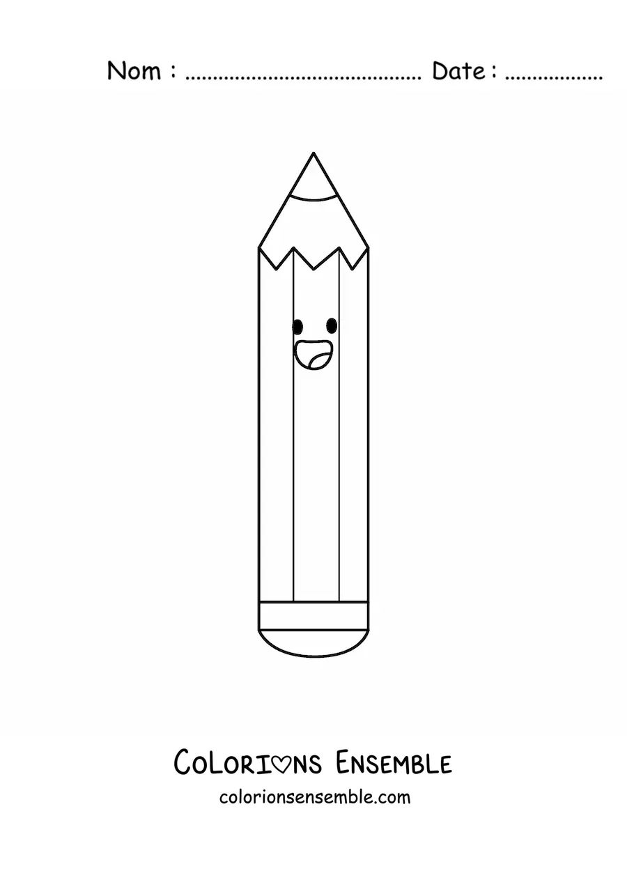 Coloriage d'un crayon rigolo et joyeux