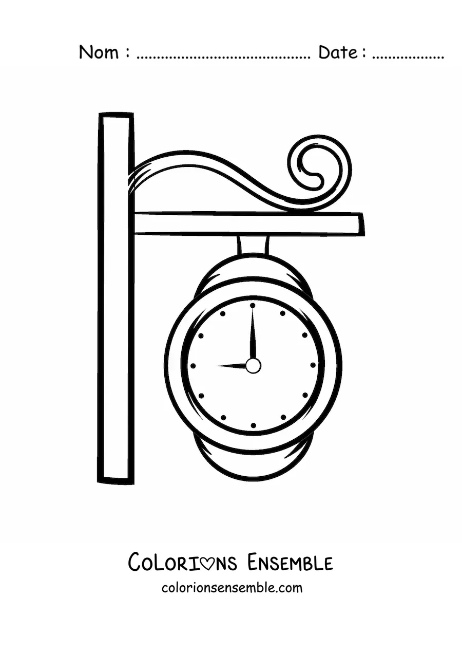 Coloriage d'une horloge de gare indiquant l'heure