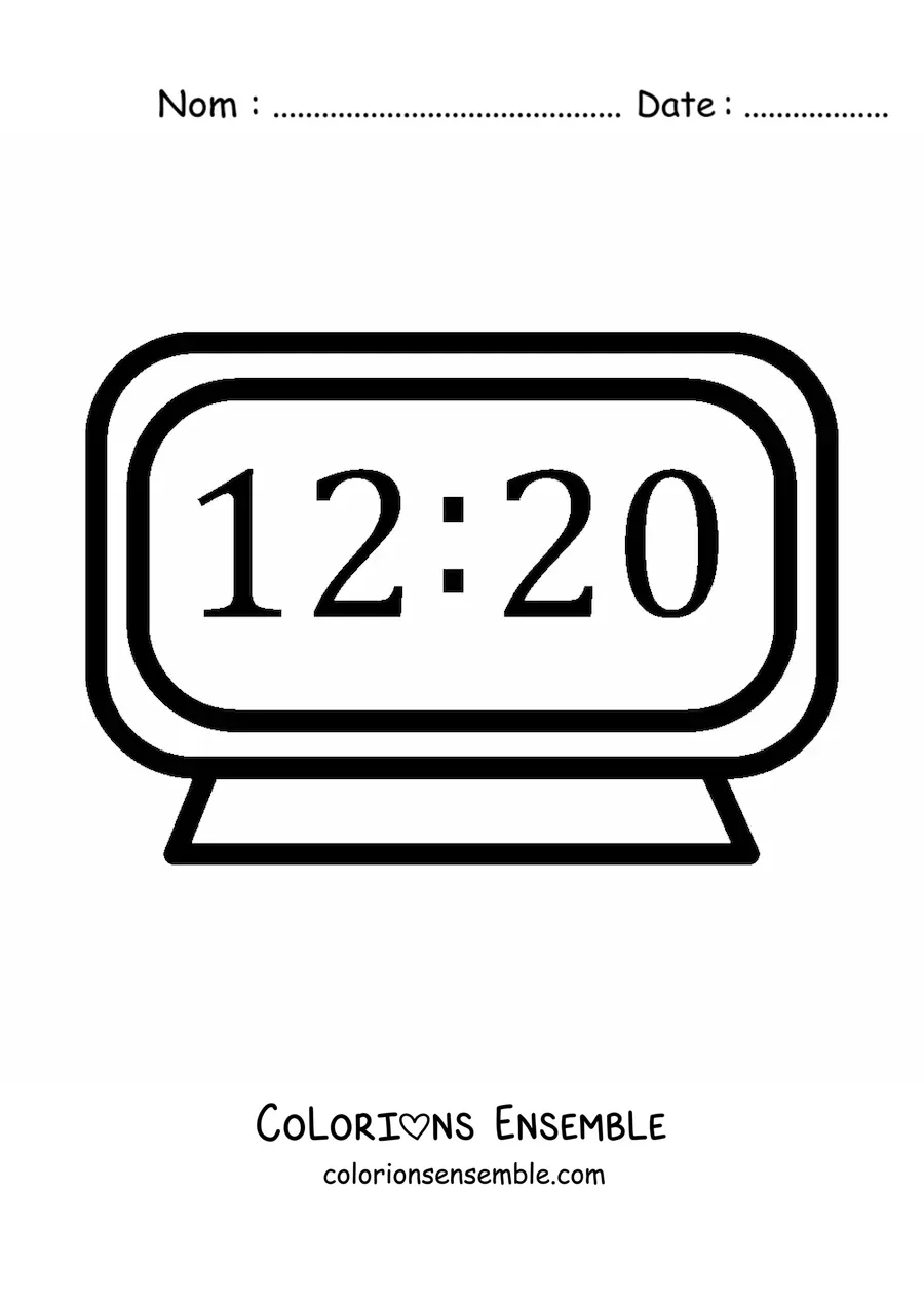 Coloriage d'une horloge numérique toute simple