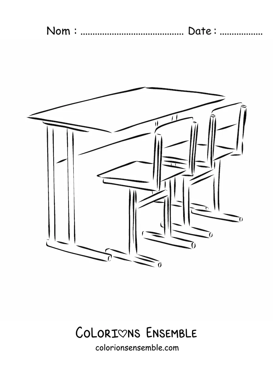 Image à colorier d’un pupitre d’école