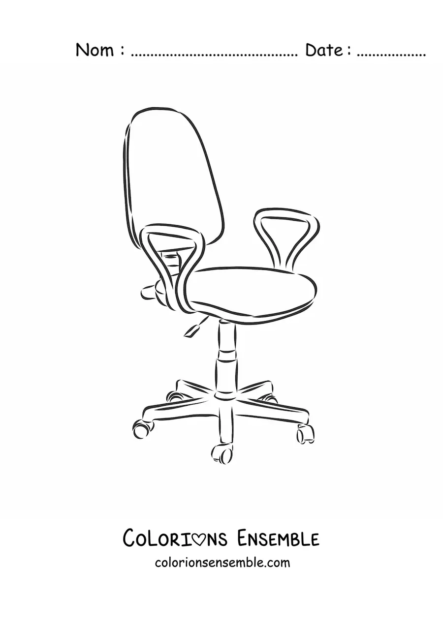 Image à colorier d’une chaise de bureau à roulettes