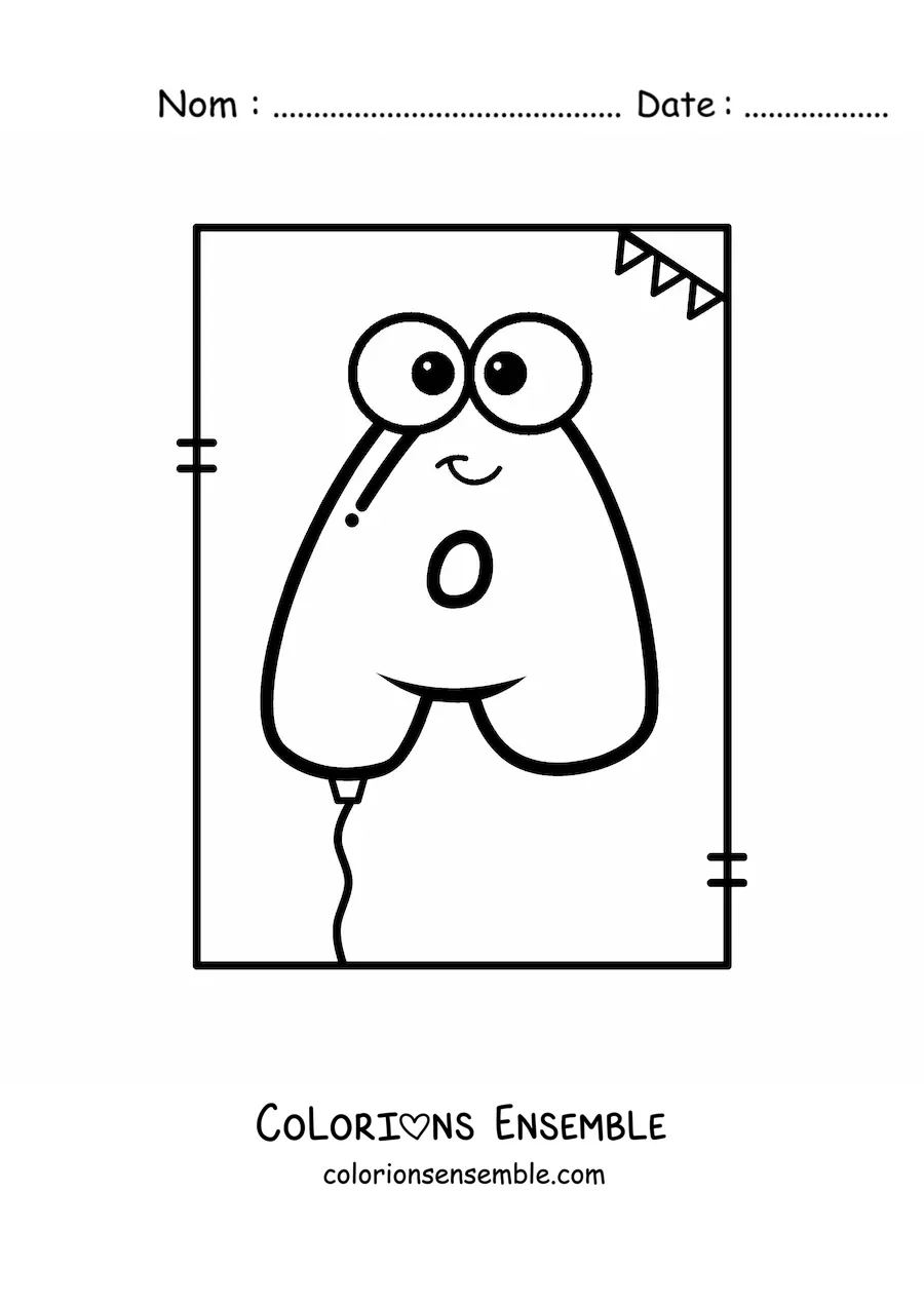 Image à colorier d’un ballon en forme de lettre A