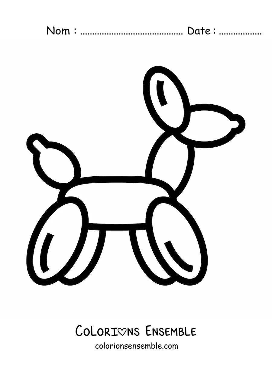 Image à colorier d’un ballon en forme de chien