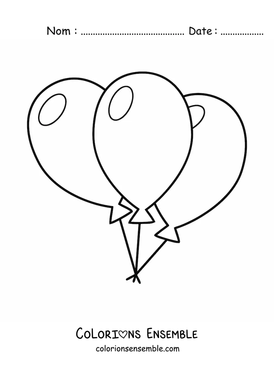 Image à colorier de trois grands ballons