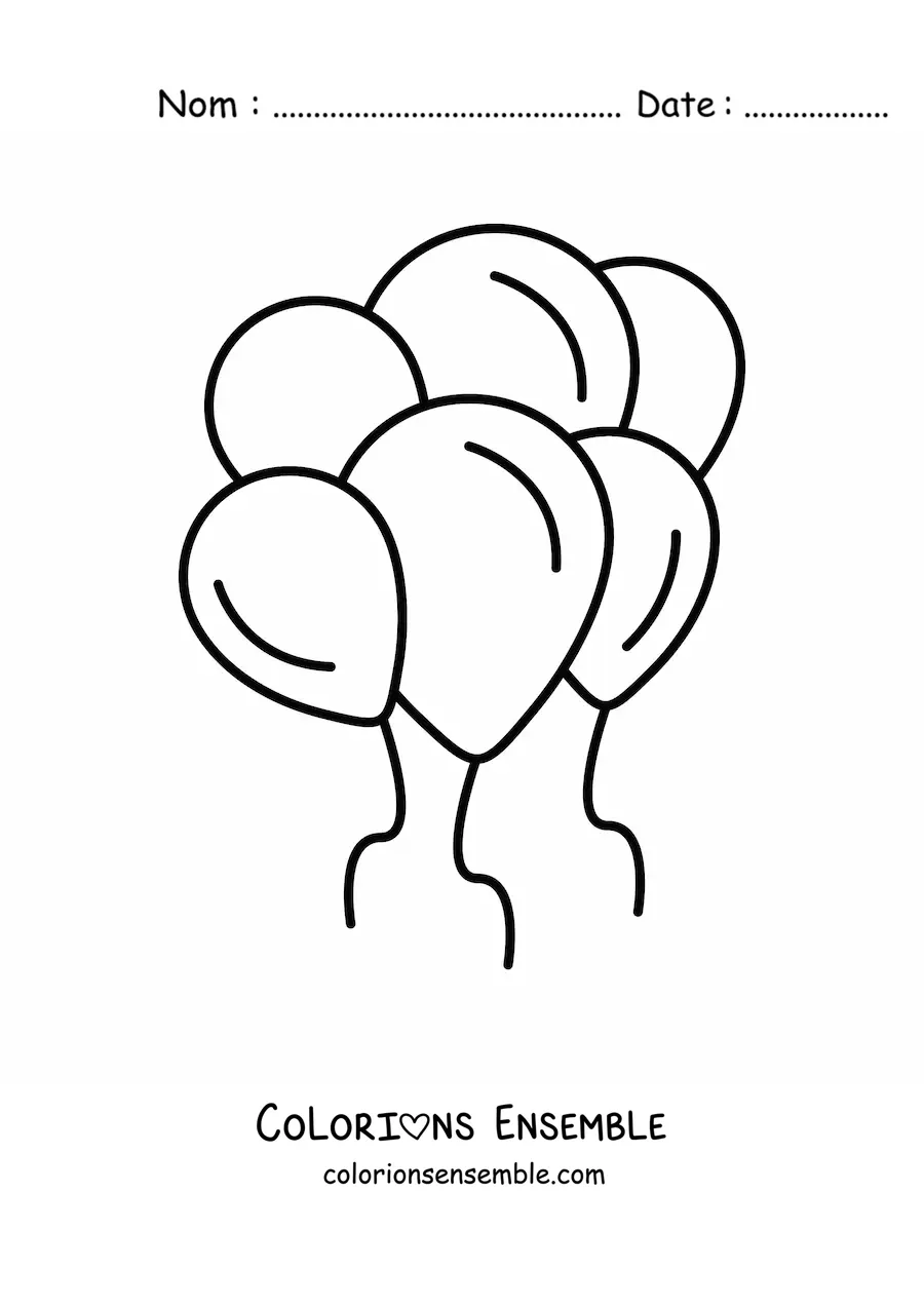 Image à colorier de plusieurs ballons gonflés