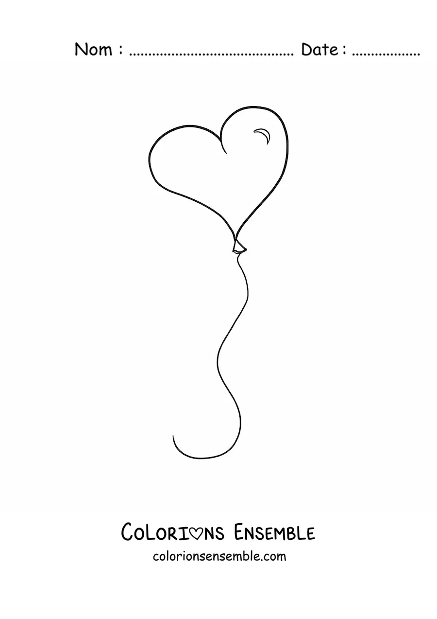 Image à colorier d’un ballon en forme de cœur