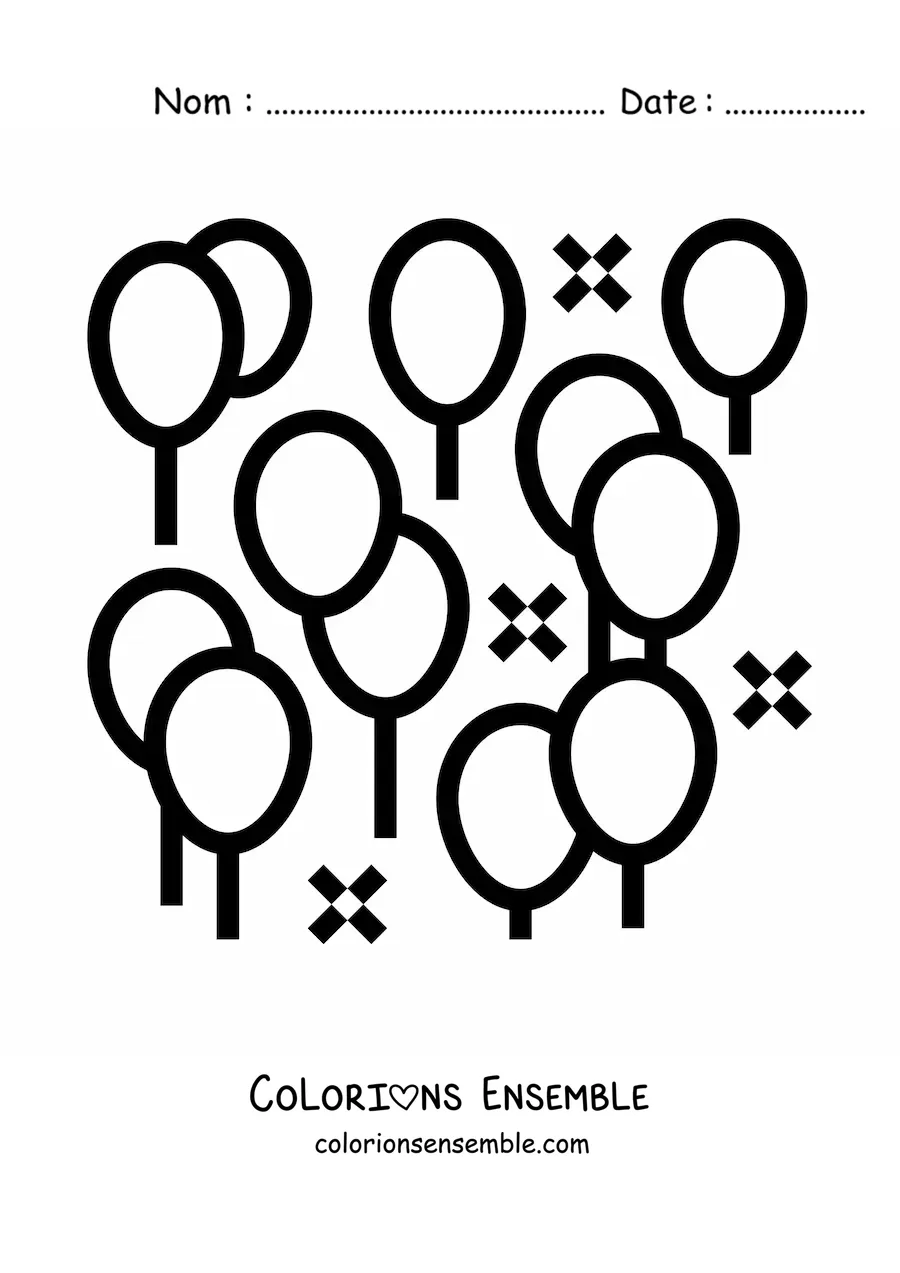 Image à colorier de plusieurs ballons de fête