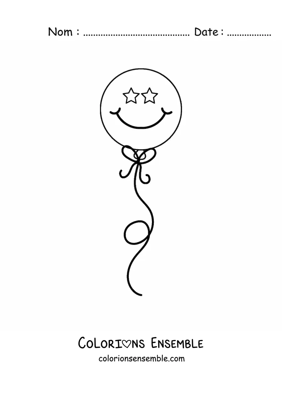 Image à colorier d’un ballon avec un visage souriant