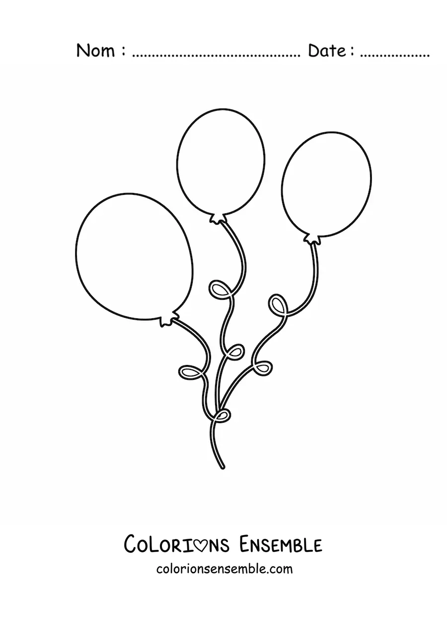 Image à colorier de trois ballons