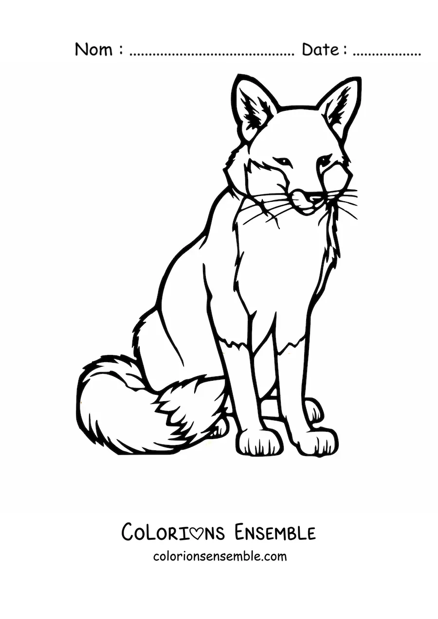 Coloriage d'un renard sauvage assis