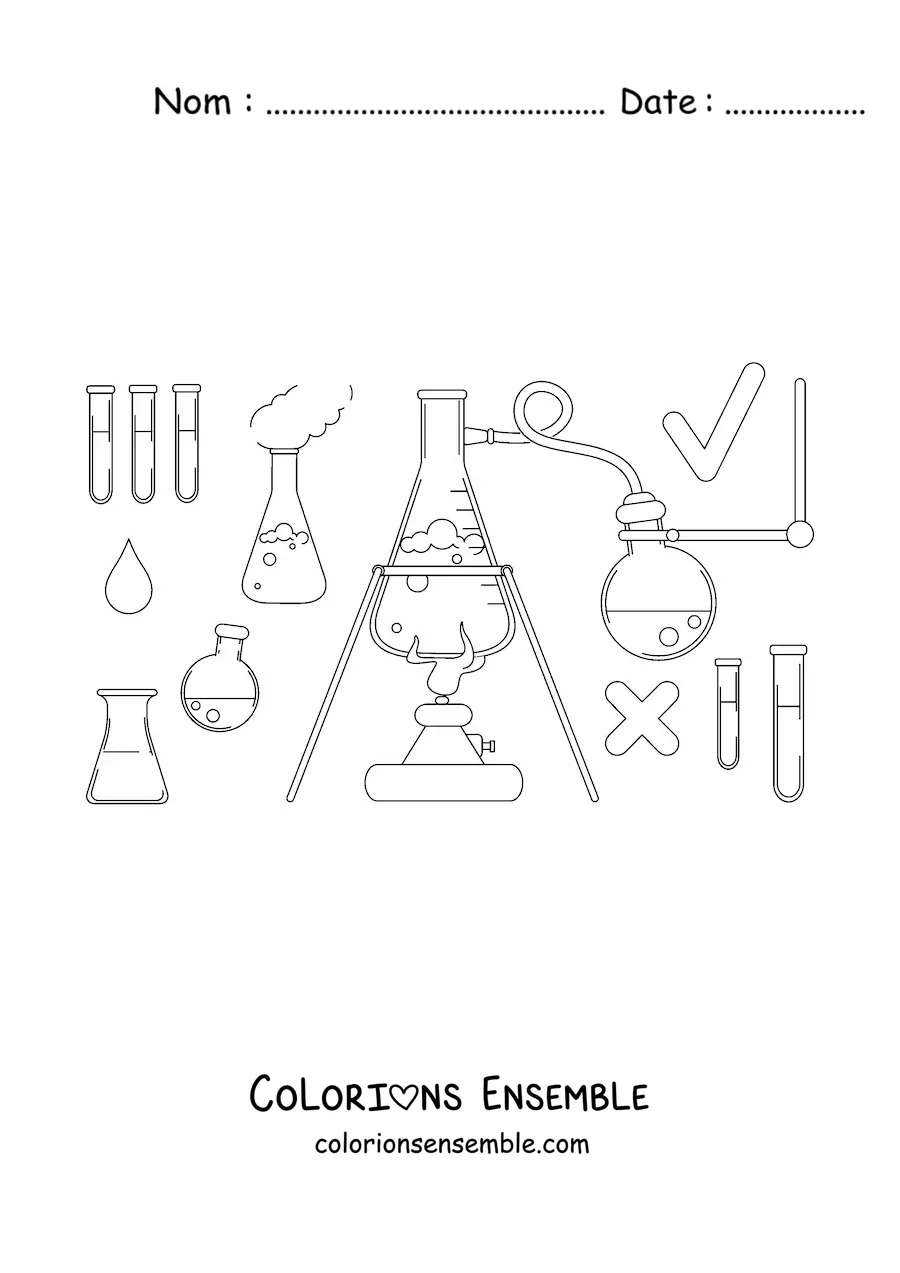 Image à colorier d’une distillation chimique