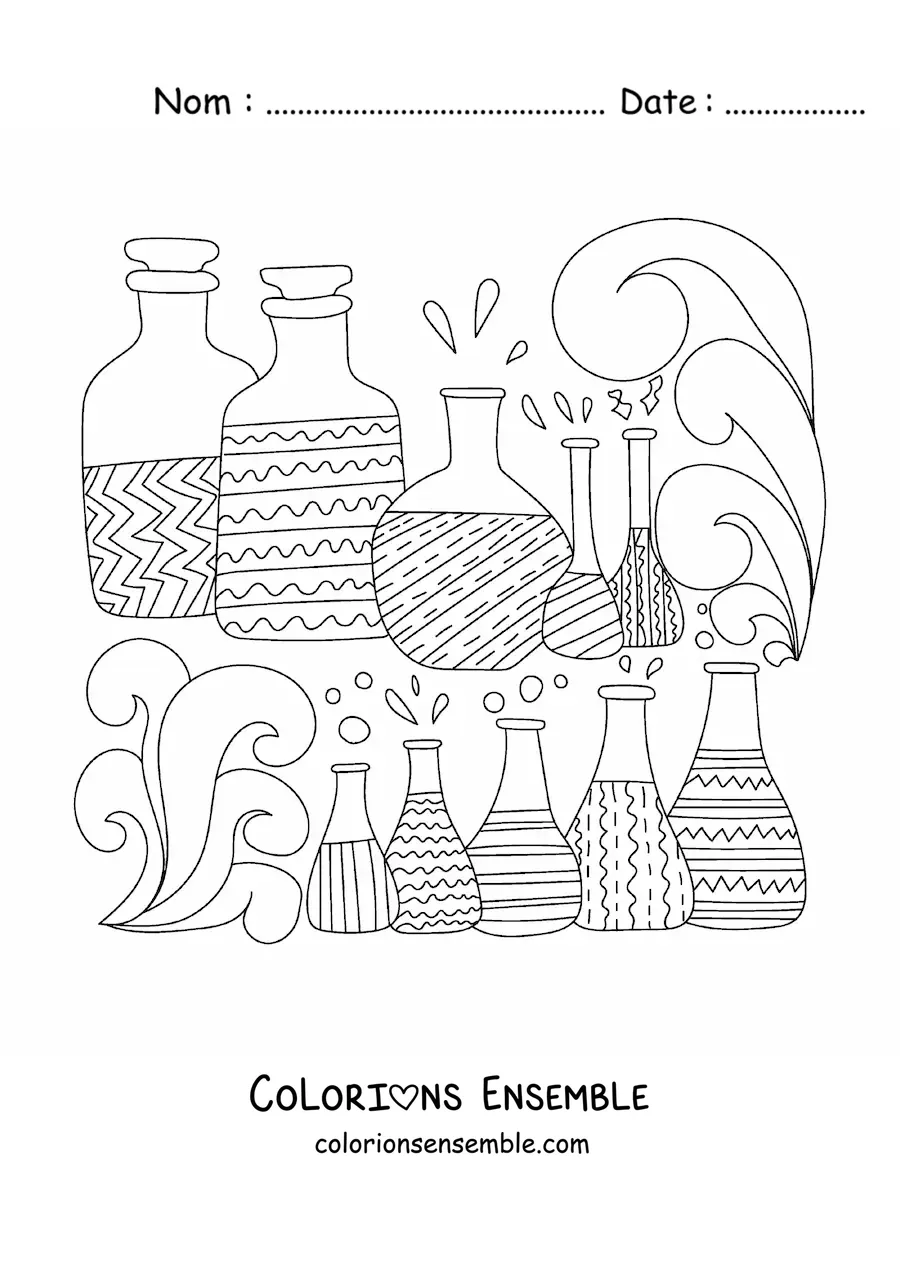 Image à colorier de plusieurs substances chimiques