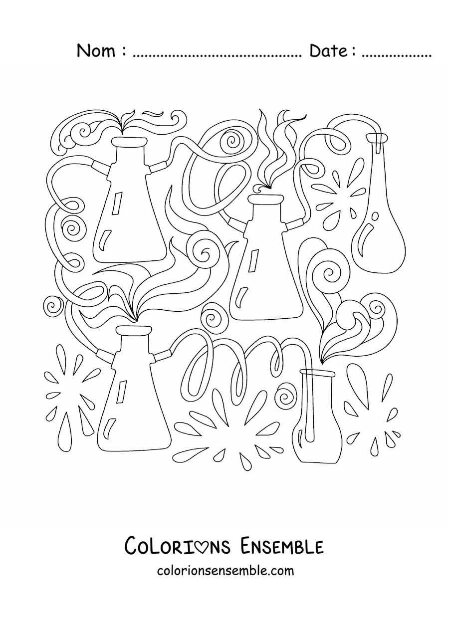 Image à colorier de plusieurs mélanges chimiques