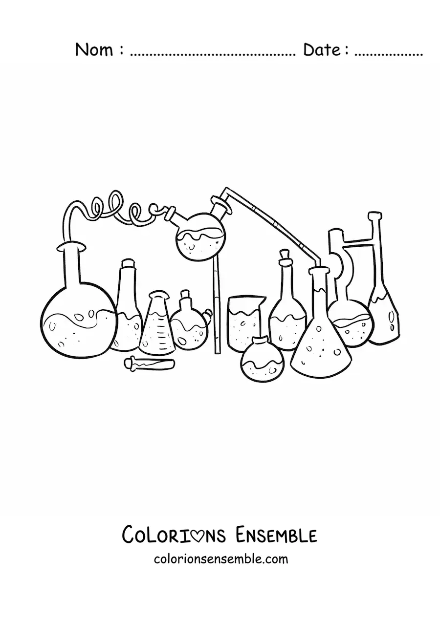 Image à colorier d’instruments de chimie