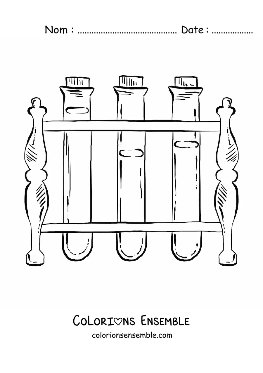 Image à colorier de réactifs chimiques dans des tubes à essai