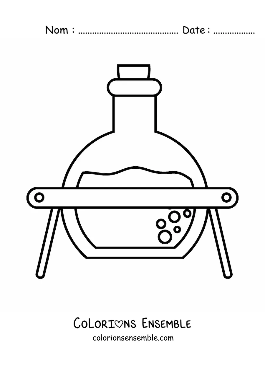 Image à colorier d’une solution chimique dans un ballon de laboratoire