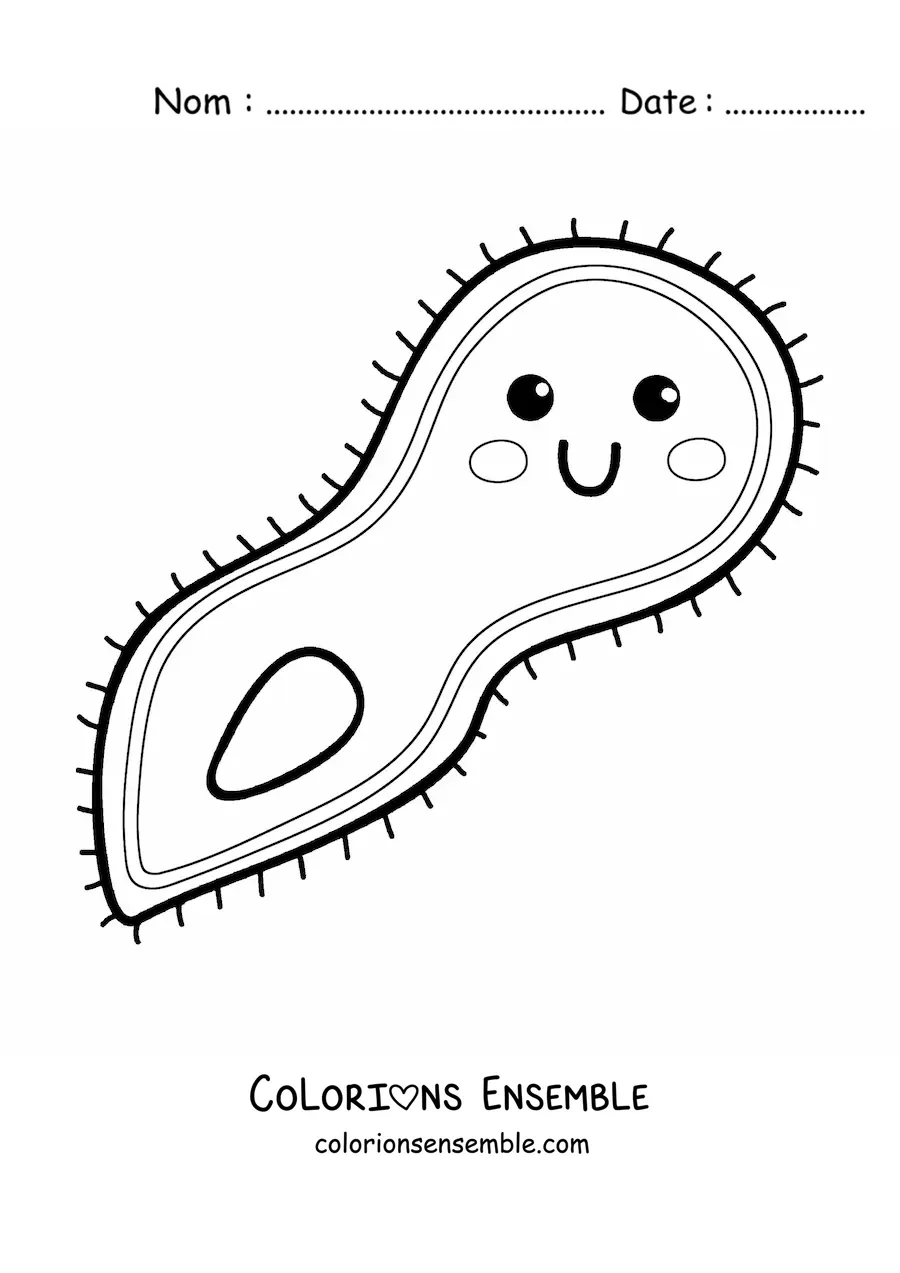 Image à colorier d’un protozoaire kawaii
