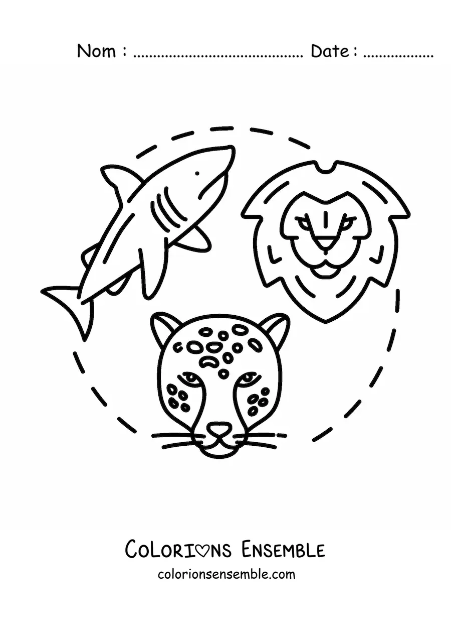 Image à colorier d'animaux prédateurs