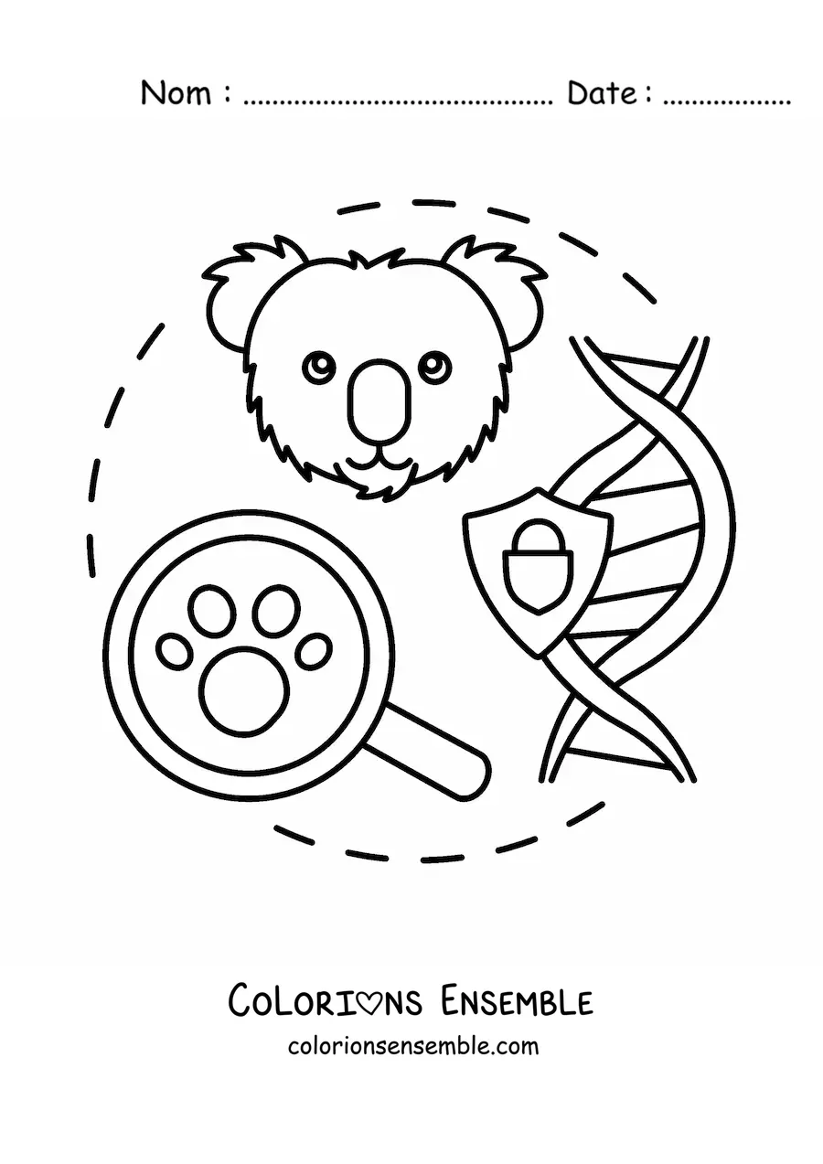 Image à colorier de la génétique de la conservation