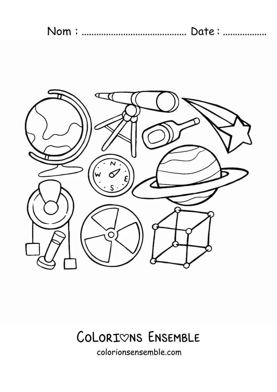Image à colorier d'éléments de physique
