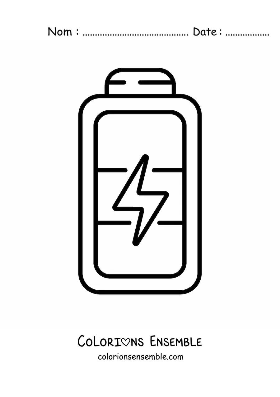 Image à colorier d'une batterie entièrement chargée