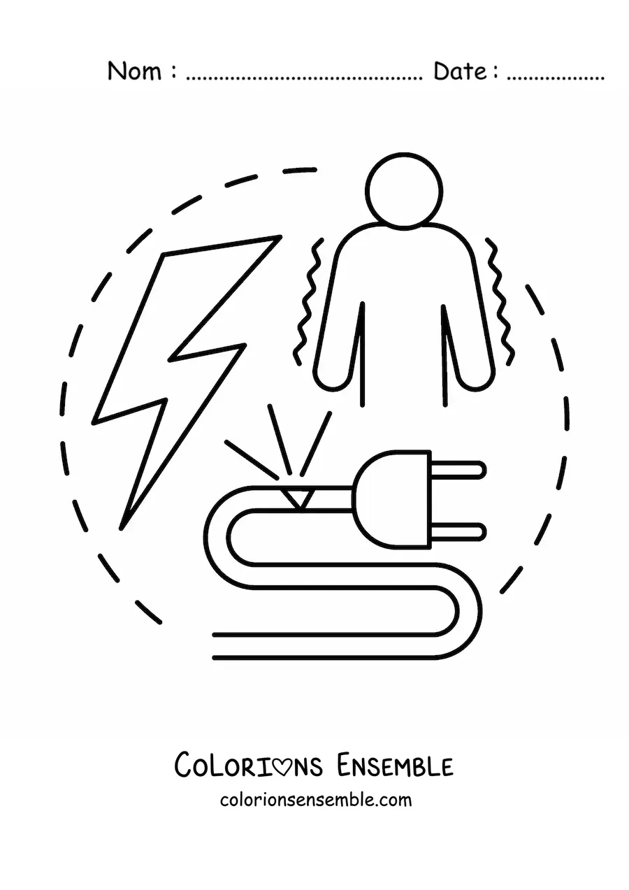 Image à colorier d'éléments liés au courant électrique alternatif