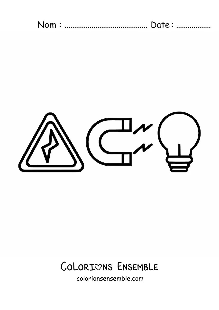 Image à colorier de symboles d'électricité et de magnétisme