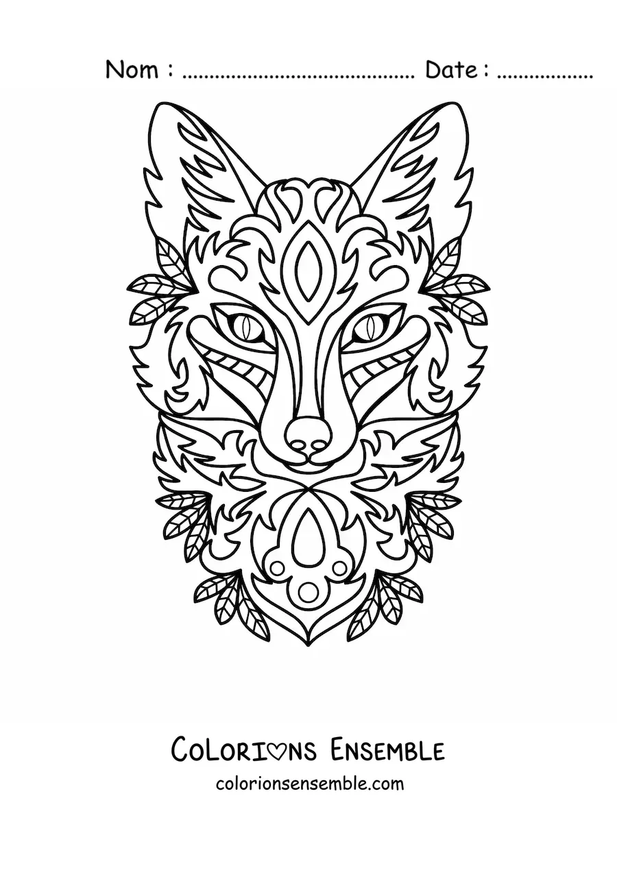 Coloriage d'un mandala en forme de renard