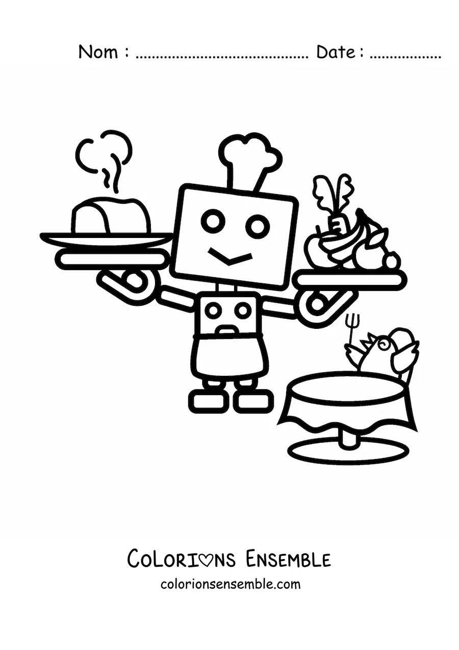 Image à colorier d'un robot cuisinier