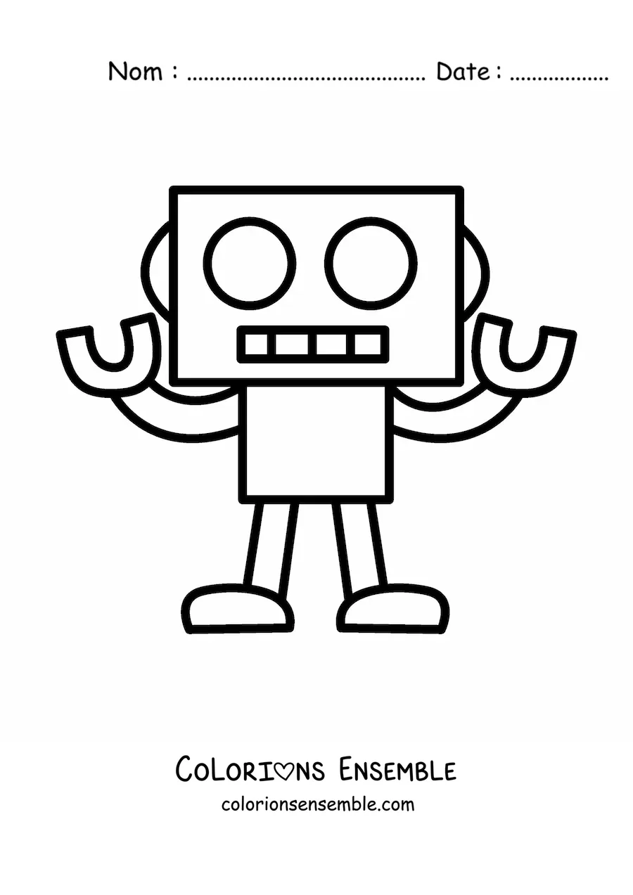 Image à colorier d'un robot dessiné avec des formes géométriques