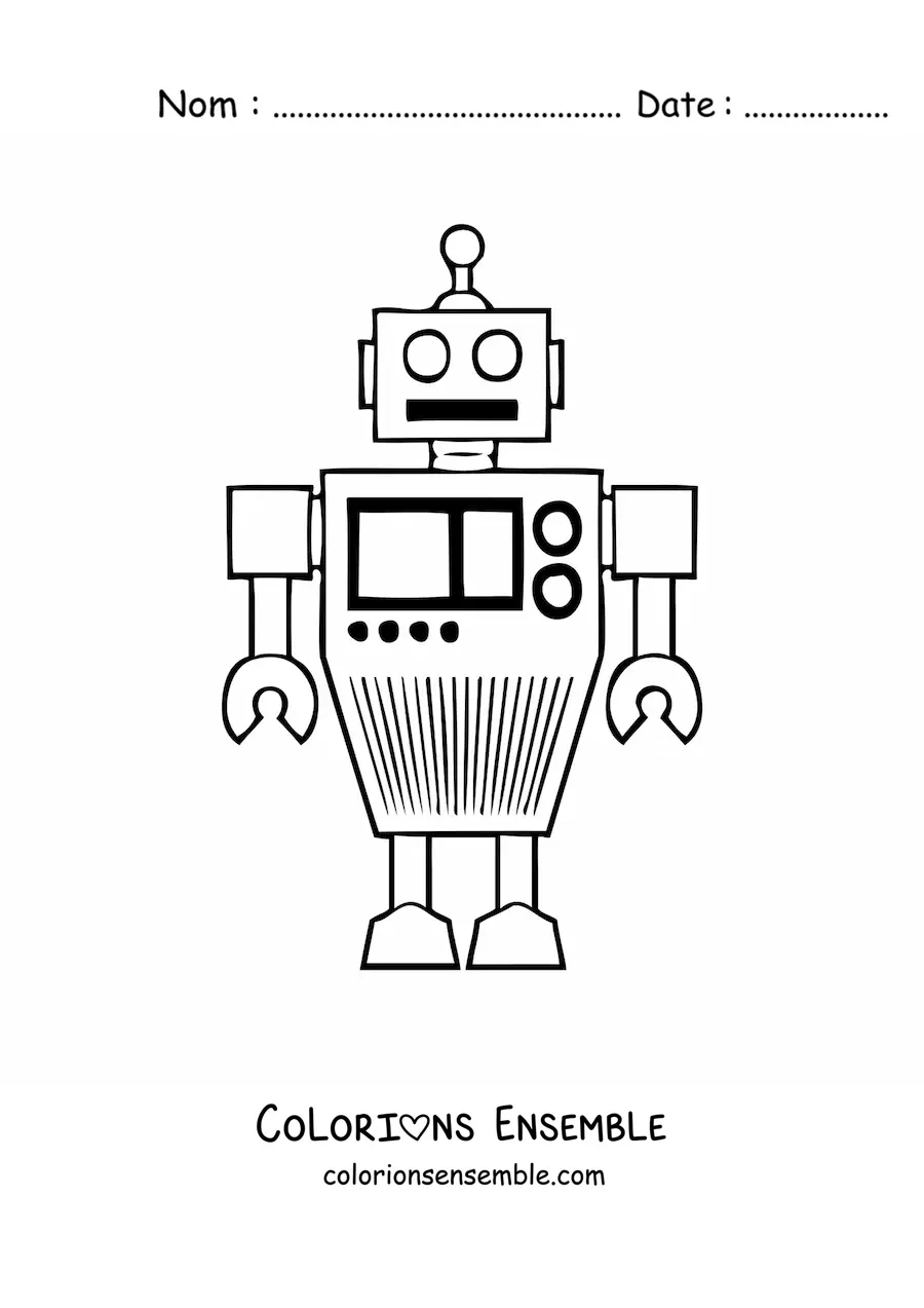 Image à colorier d'un robot dessiné avec des figures géométriques