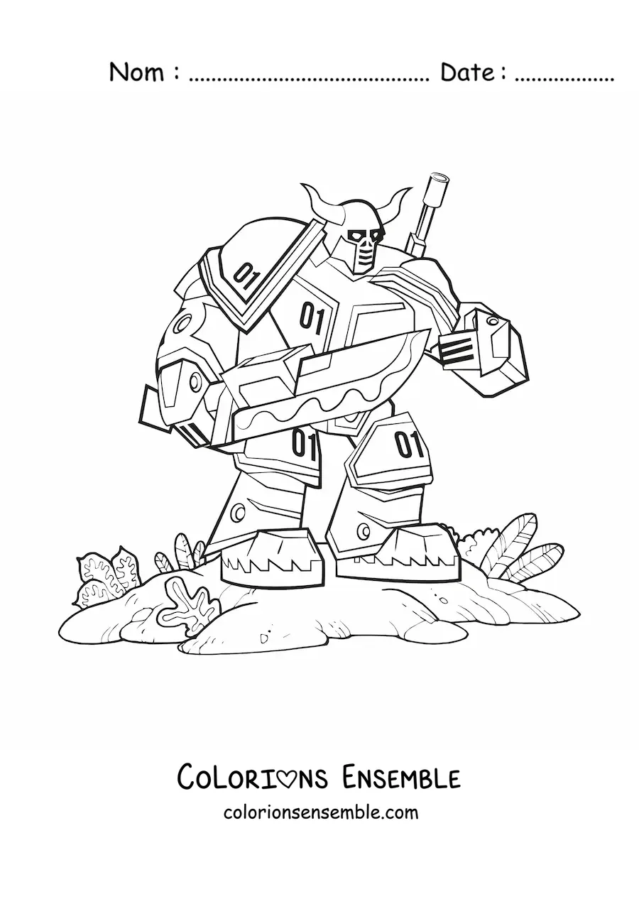 Image à colorier d'un robot de combat géant