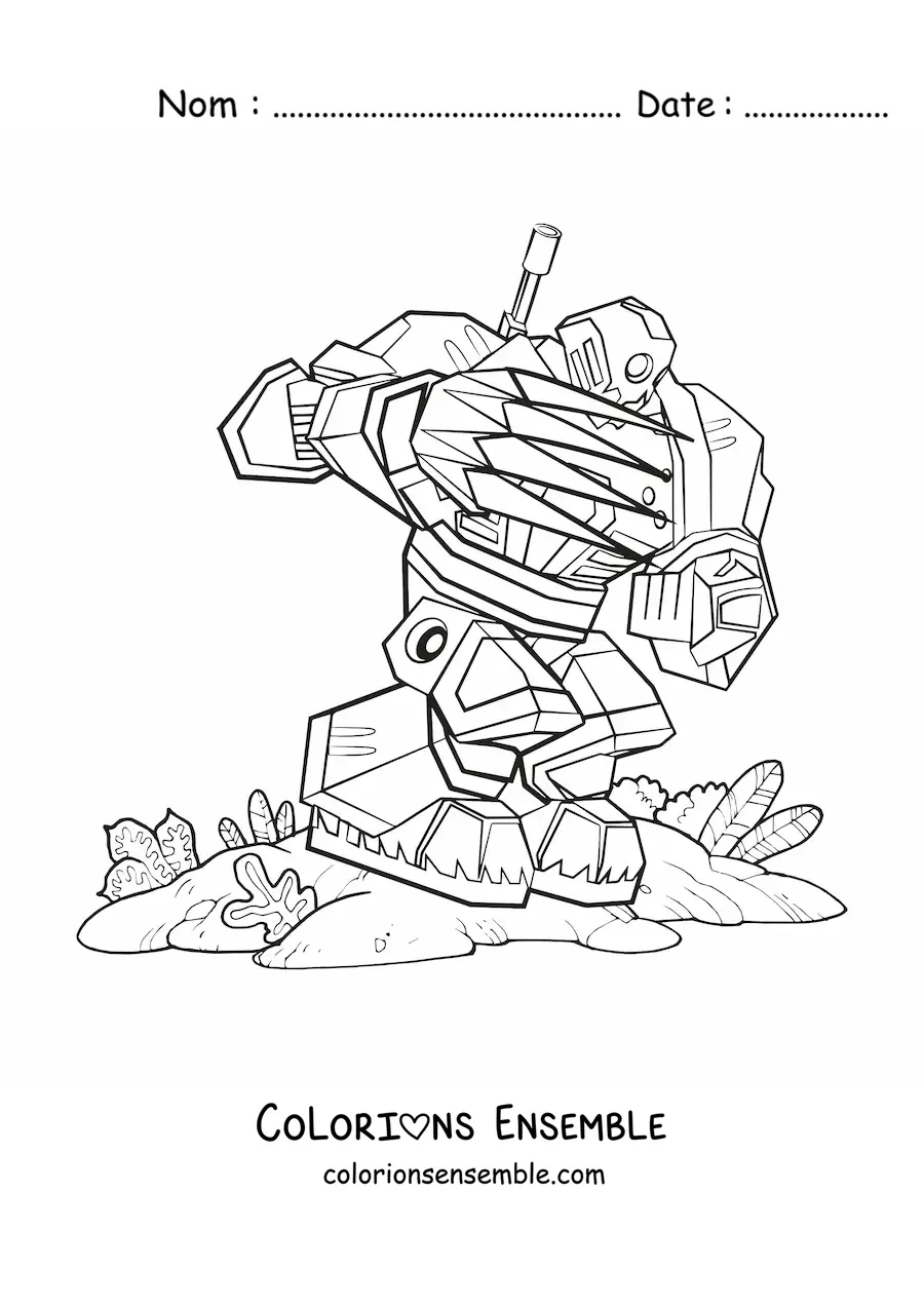 Image à colorier d'un robot de combat avec des griffes